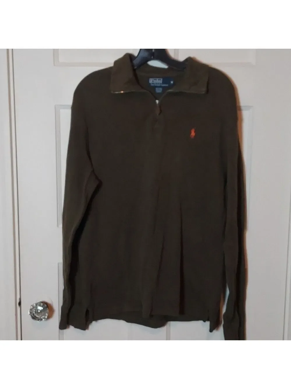 Polo Ralph Lauren Khaki Green Quarter Zip Pullover Sweater